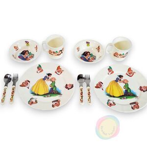 Set of 2 Vintage Disney Snow White Melamine Dish Sets
